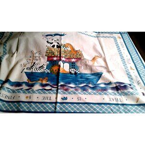 Material Fabric Cotton Animal Crackers Panel Bear Zebra Elephant Lion Boat Giraf